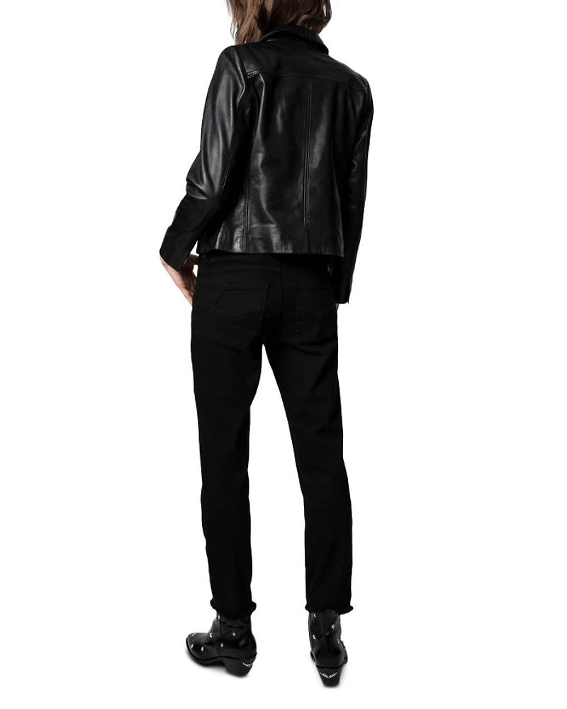 Liam Leather Button-Up Jacket