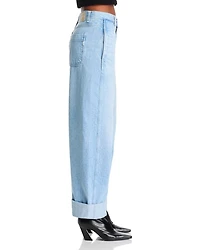 High Rise Cuffed Barrel Leg Jeans Sunset Blues