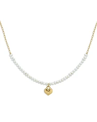 Aqua Gold Plate Cultured Freshwater Pearl Heart Drop Charm Necklace, 16 - Exclusive