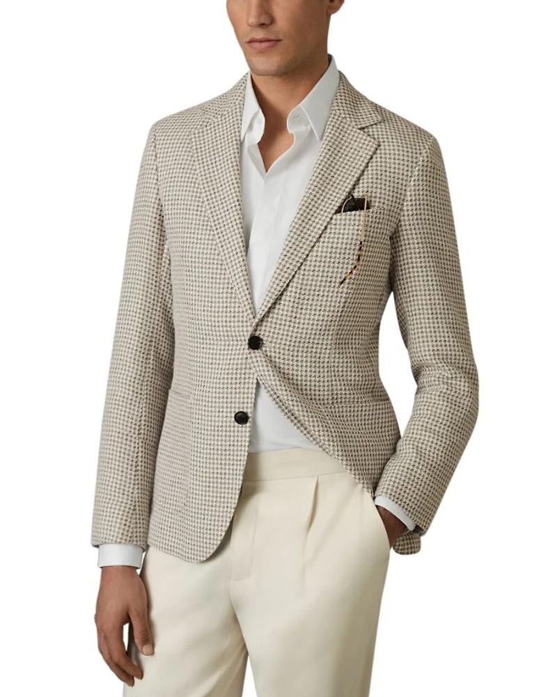 Slim Fit Dogtooth Check Blazer