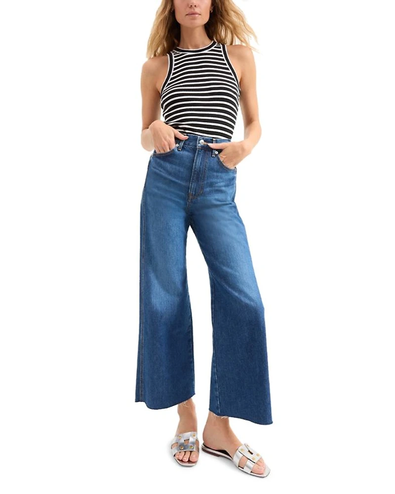 Taylor High Rise Cropped Wide Leg Jeans Bright Blue