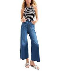 Taylor High Rise Cropped Wide Leg Jeans Bright Blue