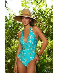Hadley Cherry Twist Plunge One Piece Swimsuit