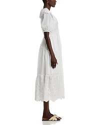 Embroidered Ruffle Short Sleeve Maxi Dress - Exclusive
