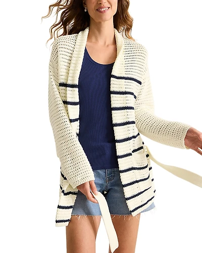 Tommy Bahama Stripe Crochet Stitch Cardigan