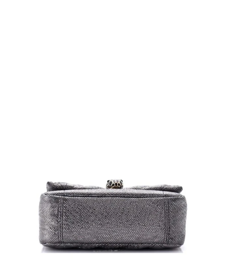 Small Serpenti Cabochon Shoulder Bag Diagonal Quilted Metallic Karung