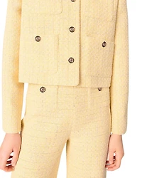 Metallic Tweed Straight Leg Trousers