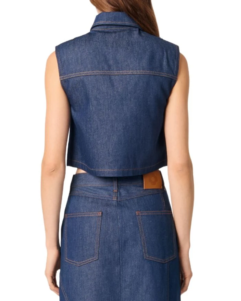 Denim Cropped Vest