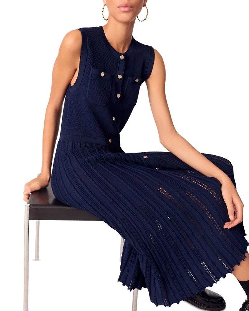 Pleated Knit Maxi Dress