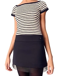 Tulle Trim Wool Blend Skirt