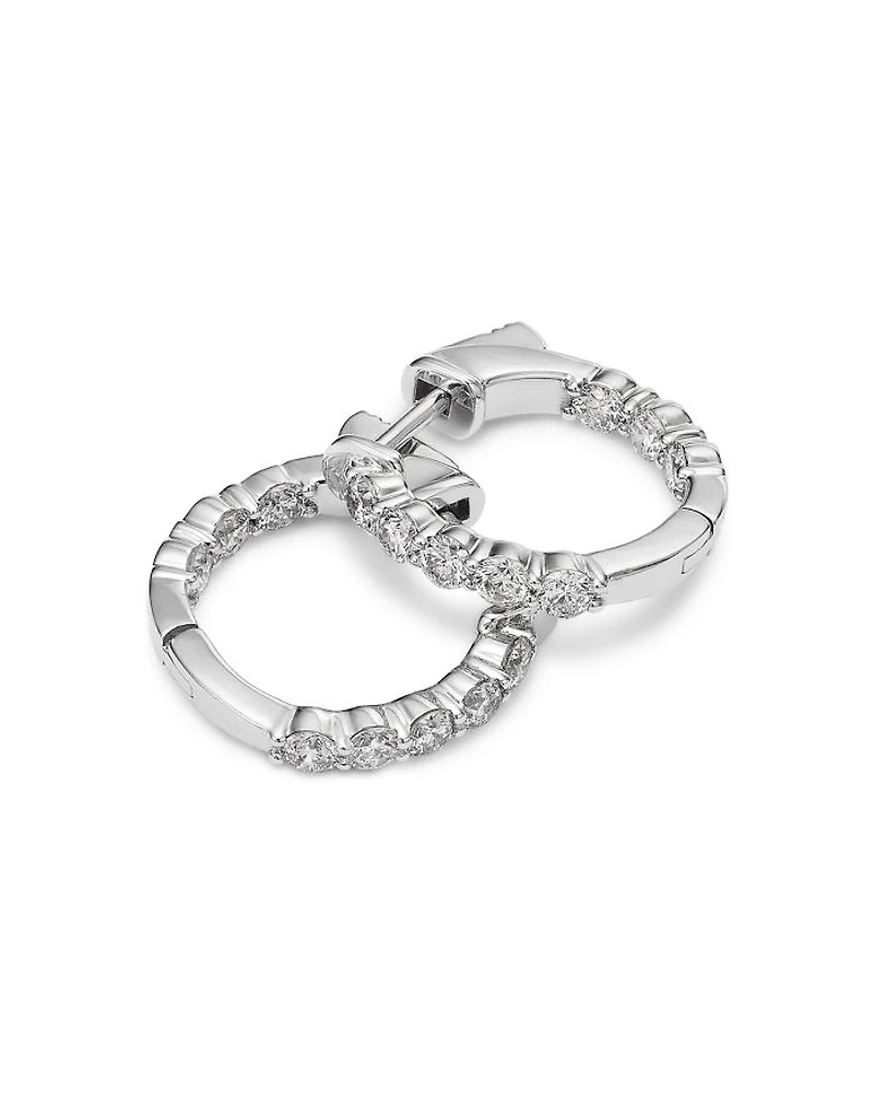 Diamond Classic Inside Out Hoops in 14K White Gold, 0.75 tcw