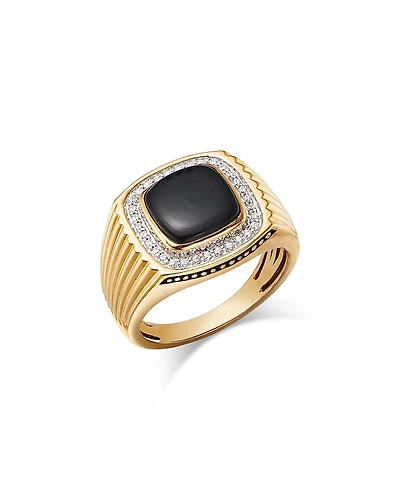 Bloomingdale's Fine Collection Men's Onyx & Diamond Band Ring
