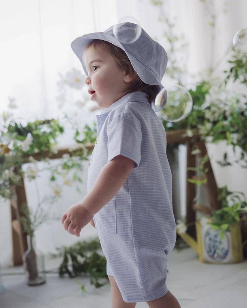 Boys' Striped Romper & Hat Set - Baby