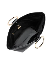 Extra Large Hoop Handle Faux Leather Tote Bag - Exclusive