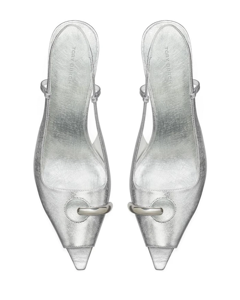 Women's Pierced Peep Toe Slingback Pumps