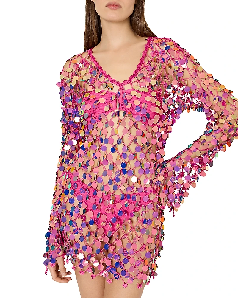Milly Embellished Crochet Dress Swim Cover-Up