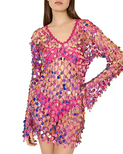 Milly Embellished Crochet Dress Swim Cover-Up