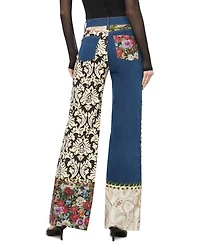 Weezy Mixed Media High Rise Wide Leg Jeans Denim Multi