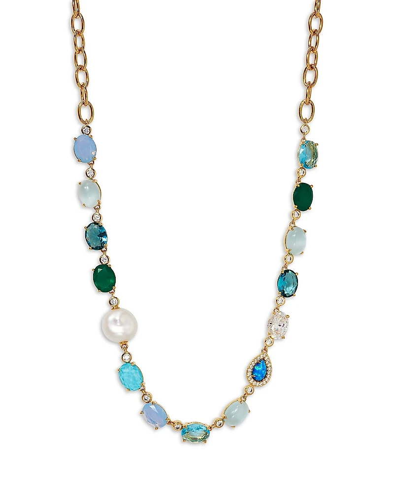 Nadri Blue Lagoon Mixed Stone Collar Necklace