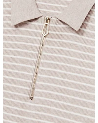 Fallow Half Zip Stripe Knitted Polo Shirt