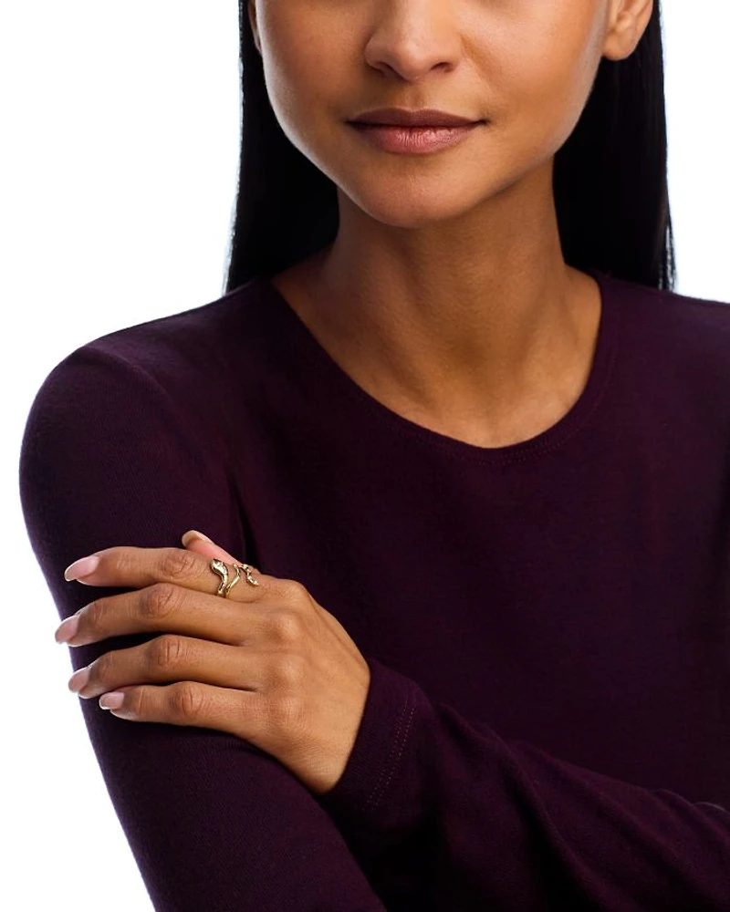 14K Yellow Gold White Topaz Snake Coil Ring