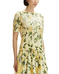 Oscar de la Renta English Rose Short Sleeve Sweater