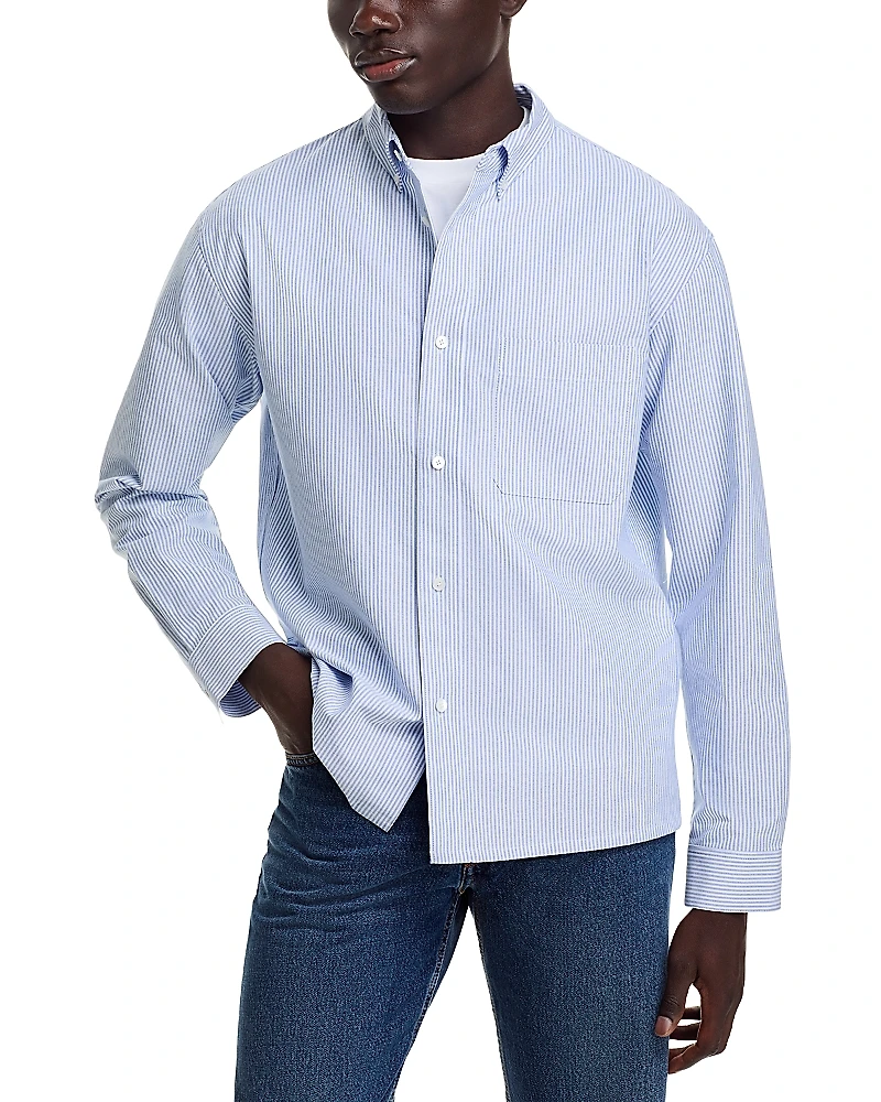Frame Printed Long Sleeve Button Down Oxford Shirt