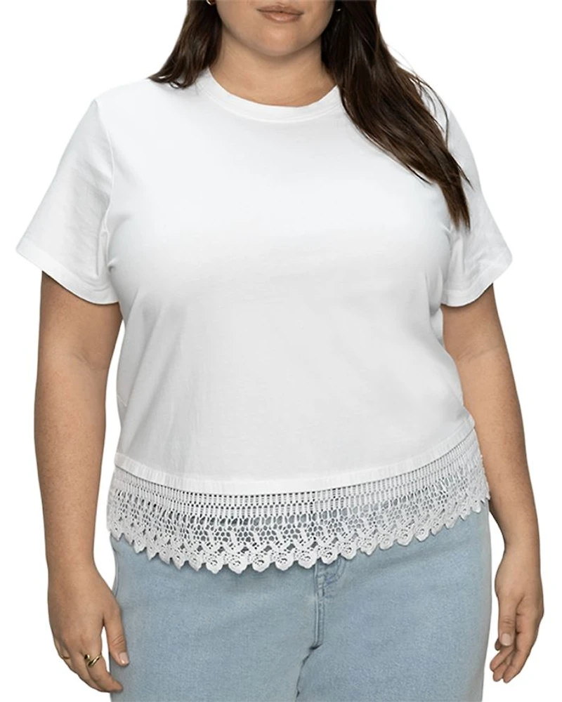 Plus Lace Hem Crewneck Tee