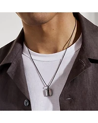 terling Silver Black Onyx, Hematite & Black Mother of Pearl Carved Chain Pendant Necklace, 22"