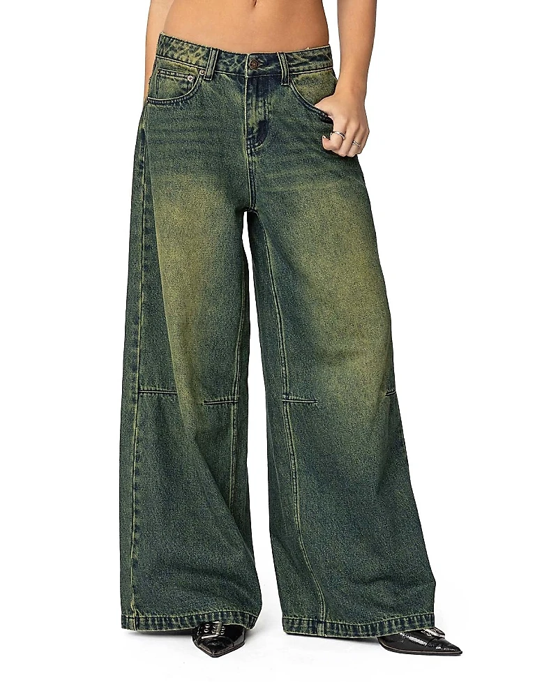 Edikted Shawn Low Rise Blue Washed Jeans