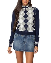 Edikted Madisen Argyle Knit Cardigan