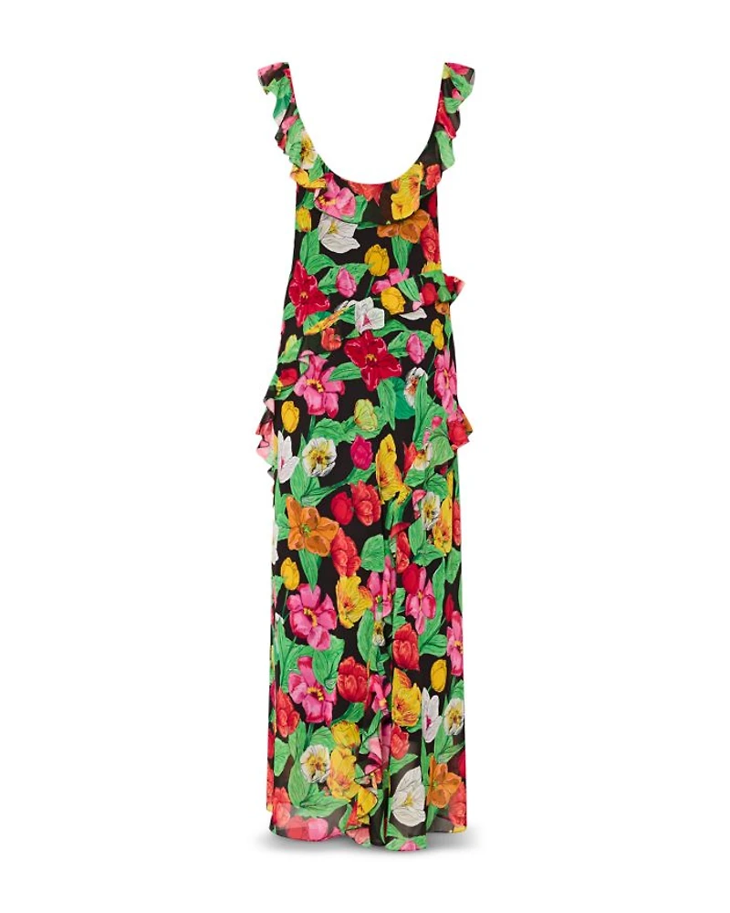 Tulip Rosette Ruffled Maxi Dress