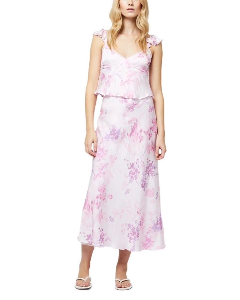 Elyria Oona Satin Midi Skirt