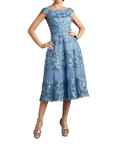 Adriane Floral Embroidered Tea-Length Dress