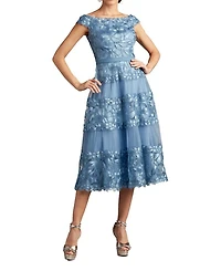 Adriane Floral Embroidered Tea-Length Dress