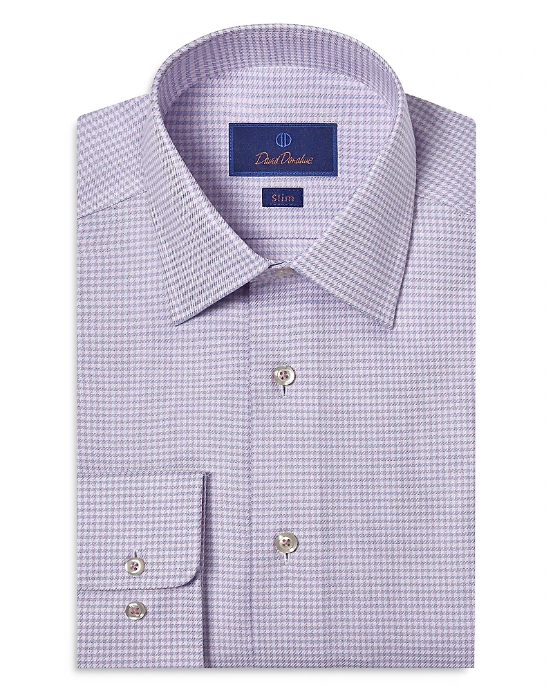 David Donahue Slim Fit End on Twill Check Dress Shirt