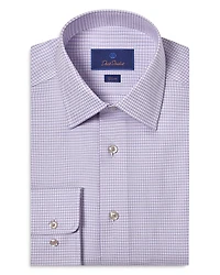 David Donahue Slim Fit End on Twill Check Dress Shirt
