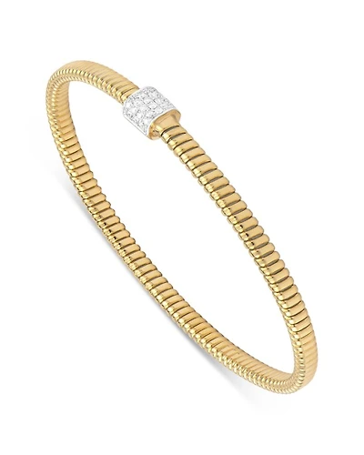 18K Yellow Gold Via Mercanti Tubogas Diamond Pavé Bangle Bracelet