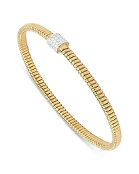 18K Yellow Gold Via Mercanti Tubogas Diamond Pavé Bangle Bracelet