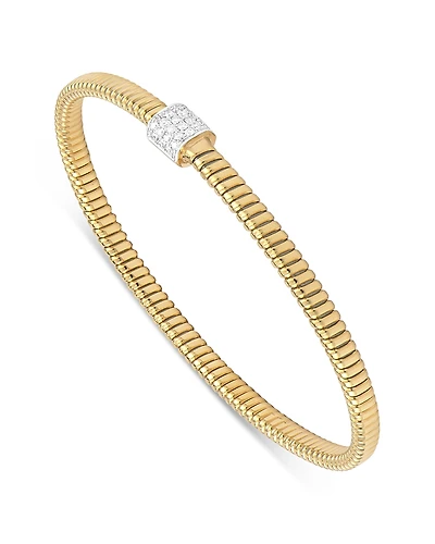 Alberto Milani 18K Yellow Gold Via Mercanti Tubogas Diamond Pave Bangle Bracelet
