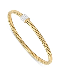 Alberto Milani 18K Yellow Gold Via Mercanti Tubogas Diamond Pave Bangle Bracelet