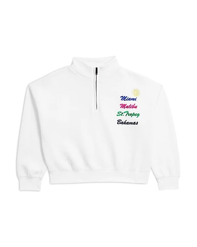 Vintage Havana Girls' Destination Quarter Zip Pullover Sweatshirt - Big Kid