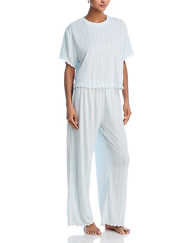 Aqua Butter Knit Tee and Pants Pajama Set - Exclusive