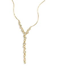 Asterales Cubic Zirconia Lariat Necklace in 14K Gold Plated, 16"-18"