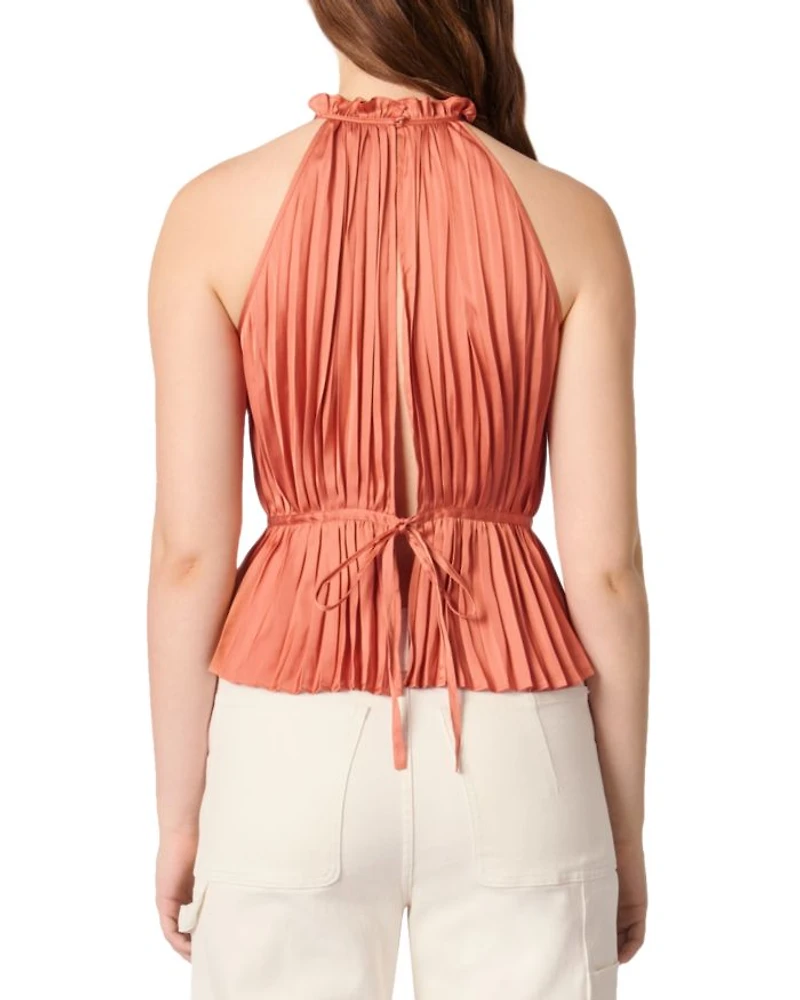 Sleeveless Pleated Tie Back Top