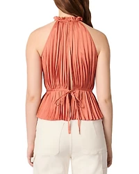 Sleeveless Pleated Tie Back Top