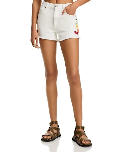 Fruit Embroidered Denim Shorts - Exclusive