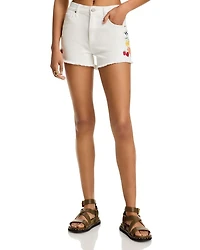 Fruit Embroidered Denim Shorts - Exclusive
