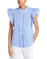Stripe Poplin Ruffle Top - Exclusive