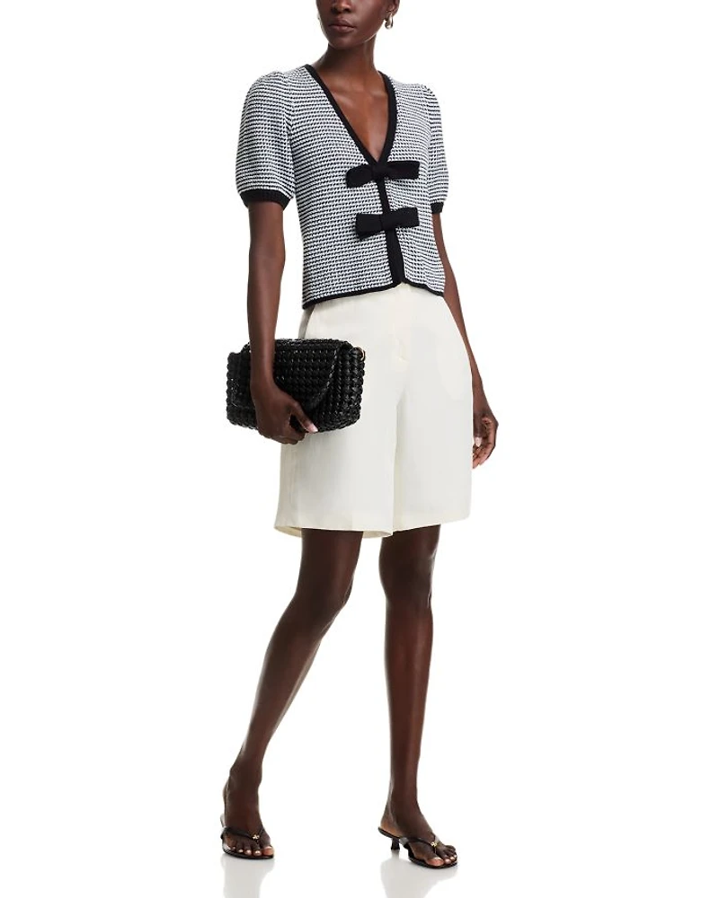 Elaine Puffed Sleeve Bow Front Cardigan